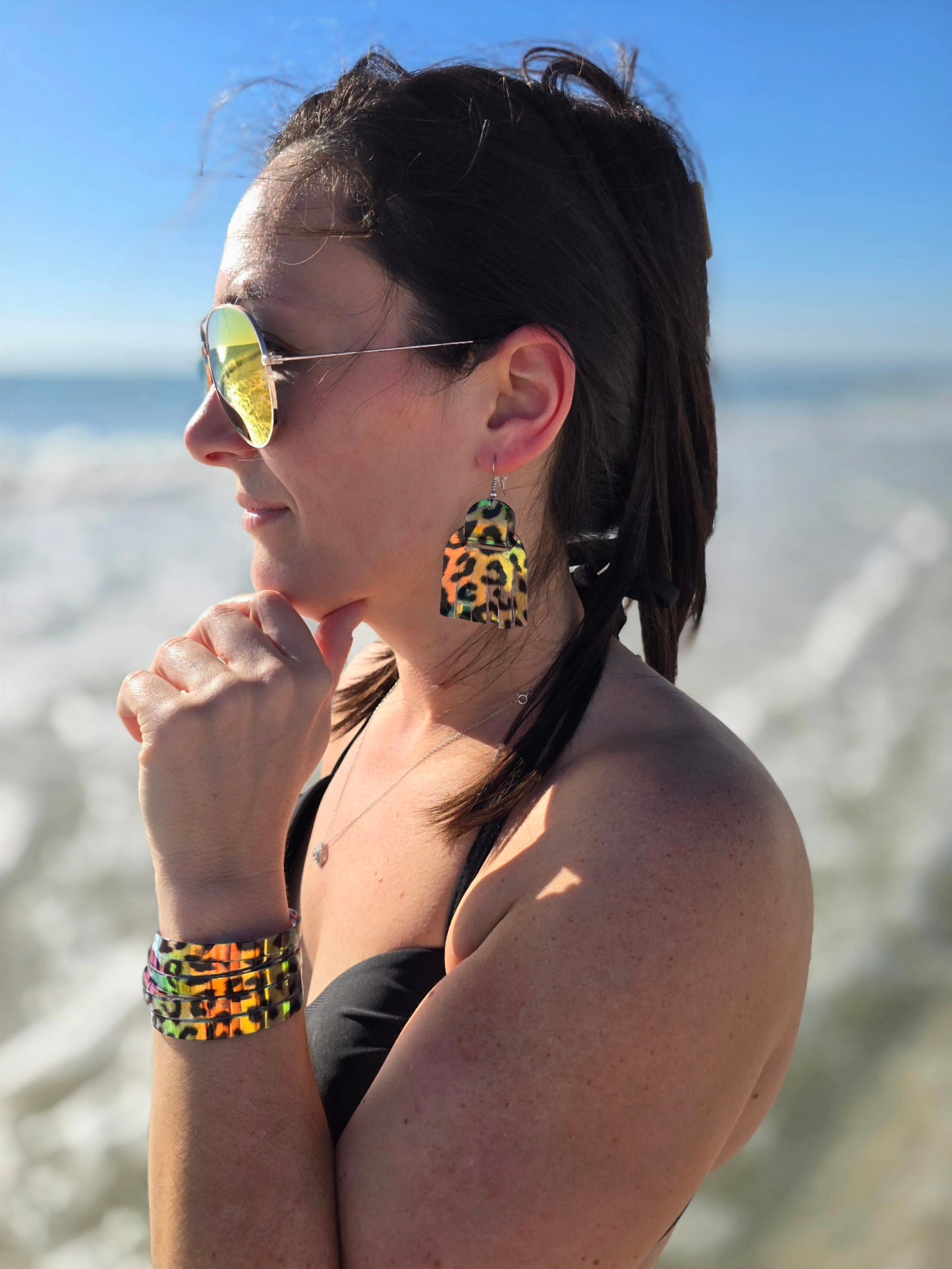 Leather Earrings / Fringies / Party Animal Jelly