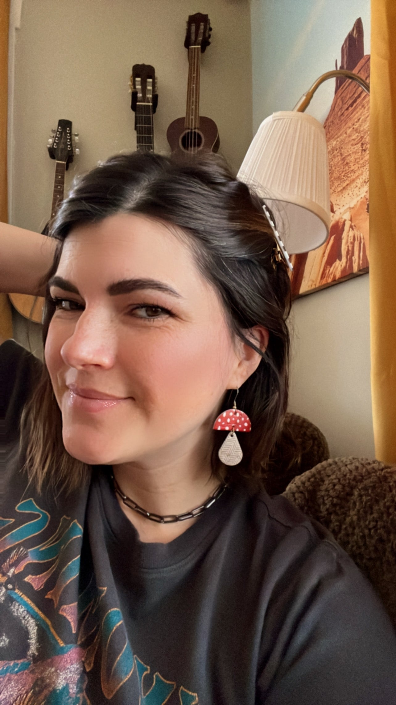 Leather Earrings / Mushrooms / Blueberry Tart