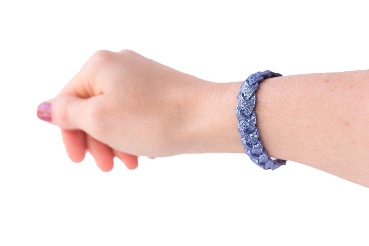 Braided Leather Bracelet / Periwinkle Shimmer