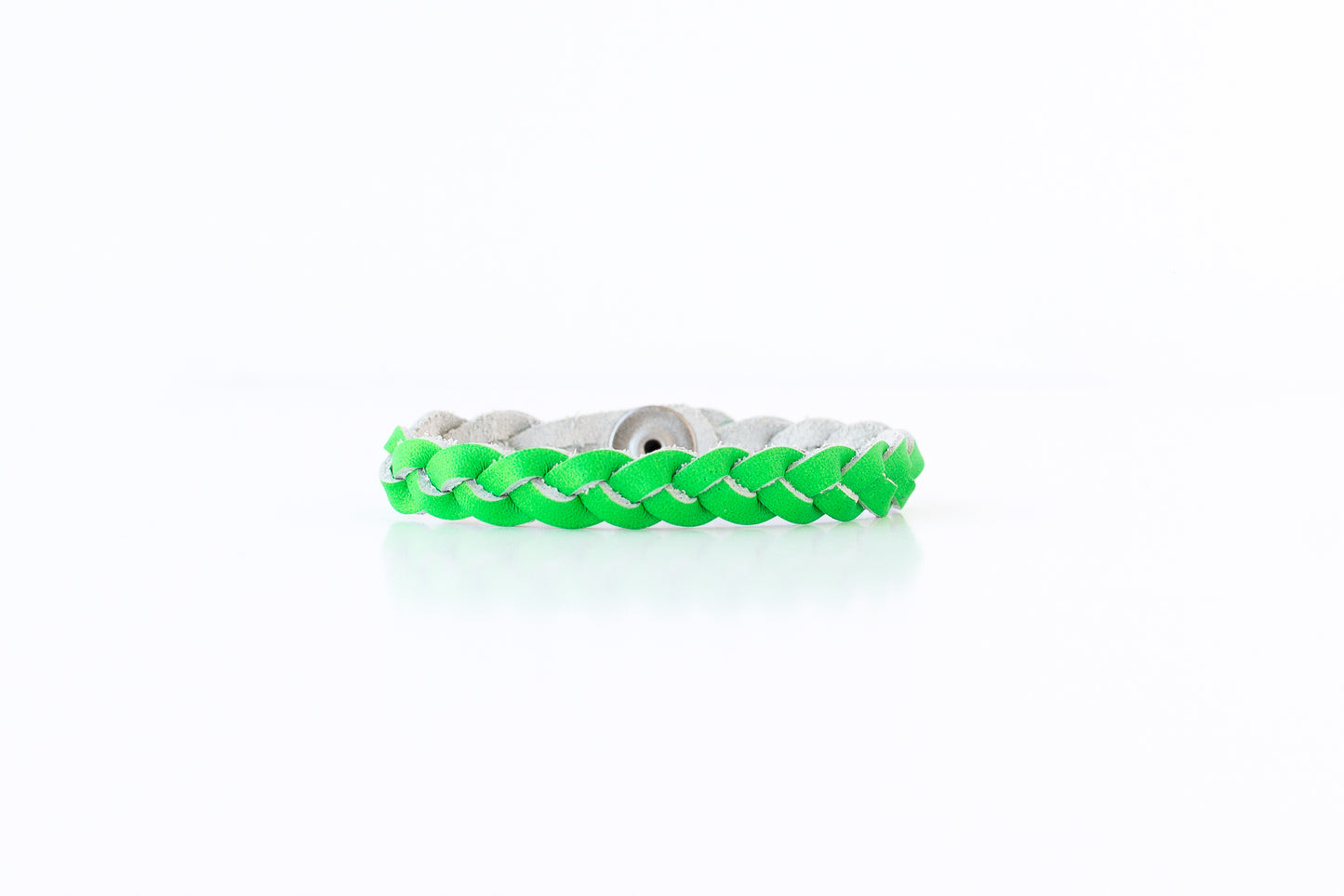 Braided Leather Bracelet / Neon Green