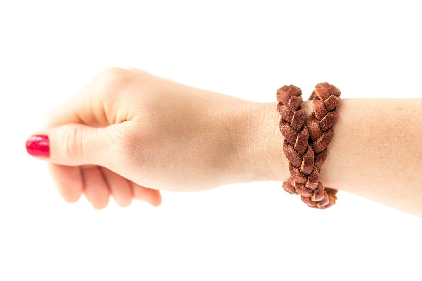Double Wrap Braided Leather Bracelet / Copper Cowboy