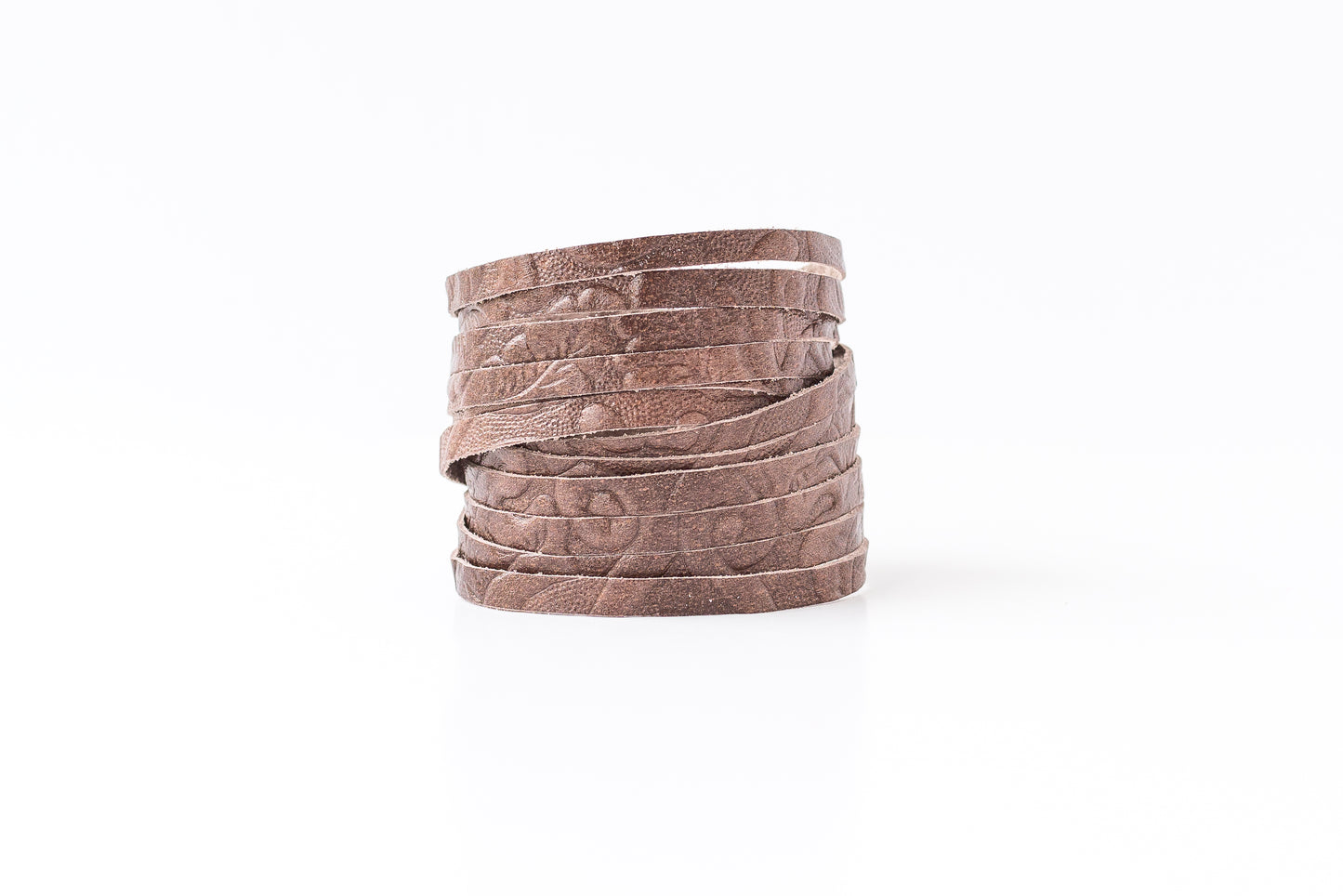 Leather Bracelet / Original Sliced Wrap Cuff / Brown Western Floral