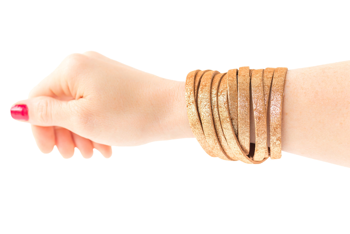Leather Bracelet / Original Sliced Wrap Cuff / Copper Penny