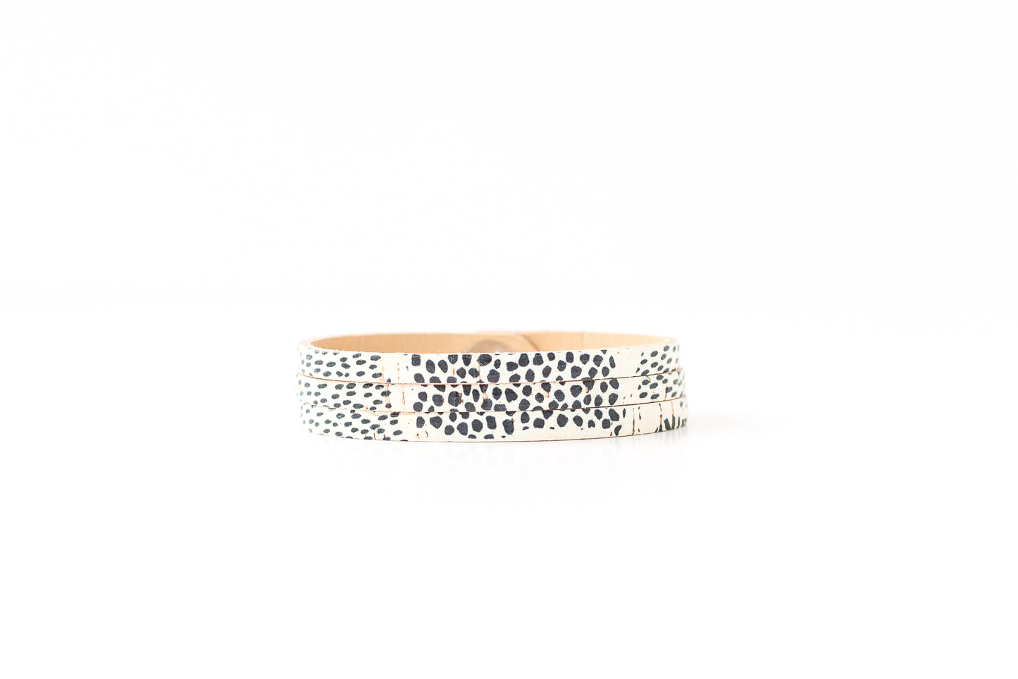 Leather Bracelet / Ultra Skinny Sliced Cuff / Ivory Random Cork
