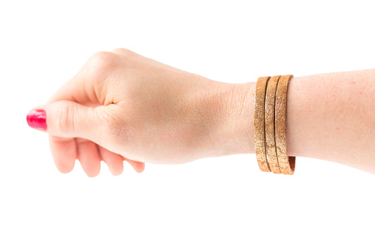 Leather Bracelet / Ultra Skinny Sliced Cuff / Copper Penny
