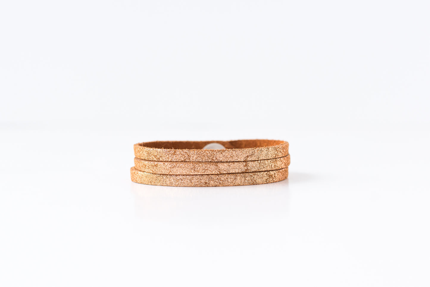 Leather Bracelet / Ultra Skinny Sliced Cuff / Copper Penny