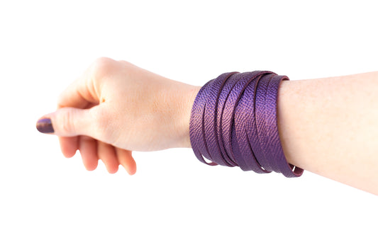 Leather Bracelet / Original Sliced Wrap Cuff / Amethyst Shimmer