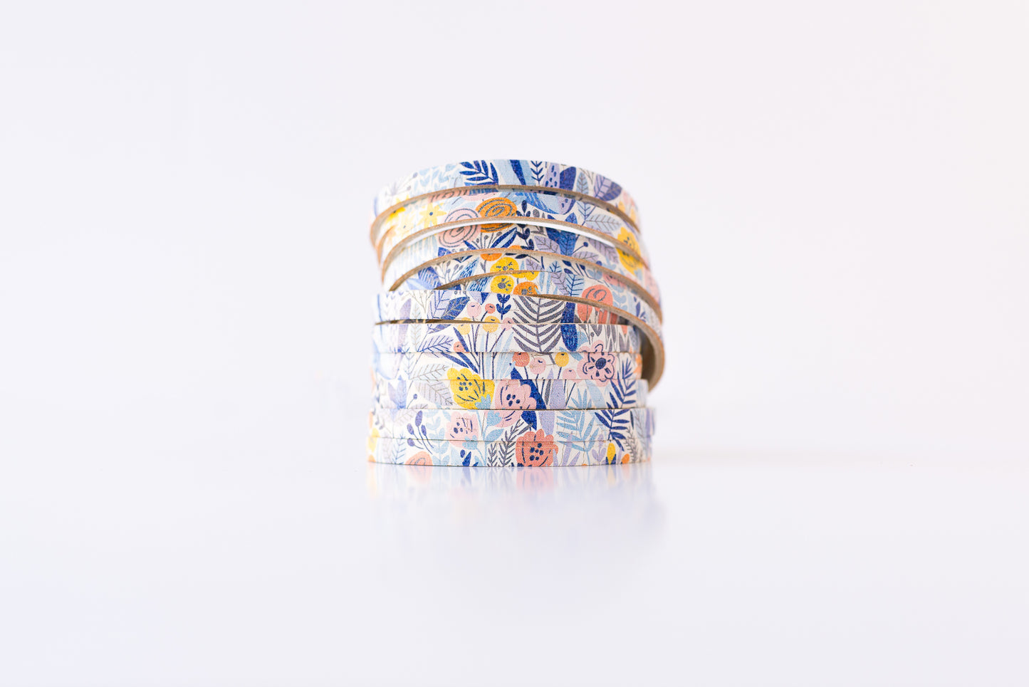 Leather Bracelet / Original Sliced Wrap Cuff / Autumn Blues Cork