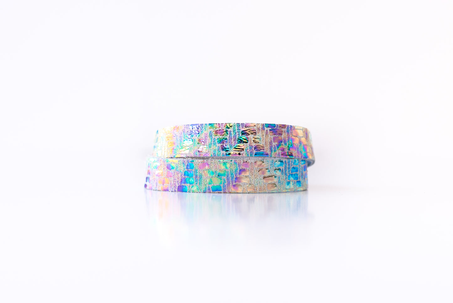 Leather Bracelet / Slim Wrap Cuff / Woven Oil Spill