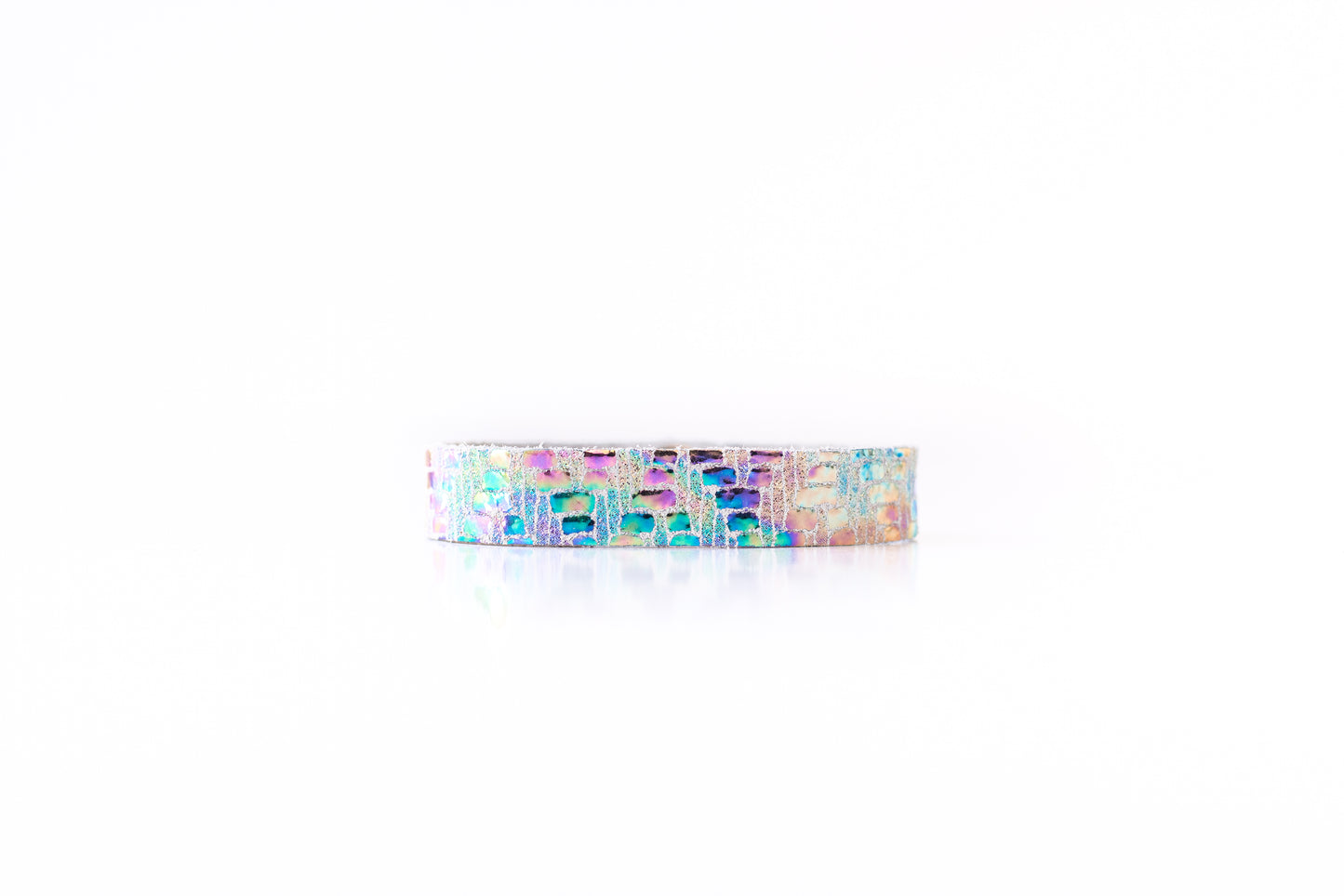 Leather Bracelet / Skinny Slim Cuff / Woven Oil Spill