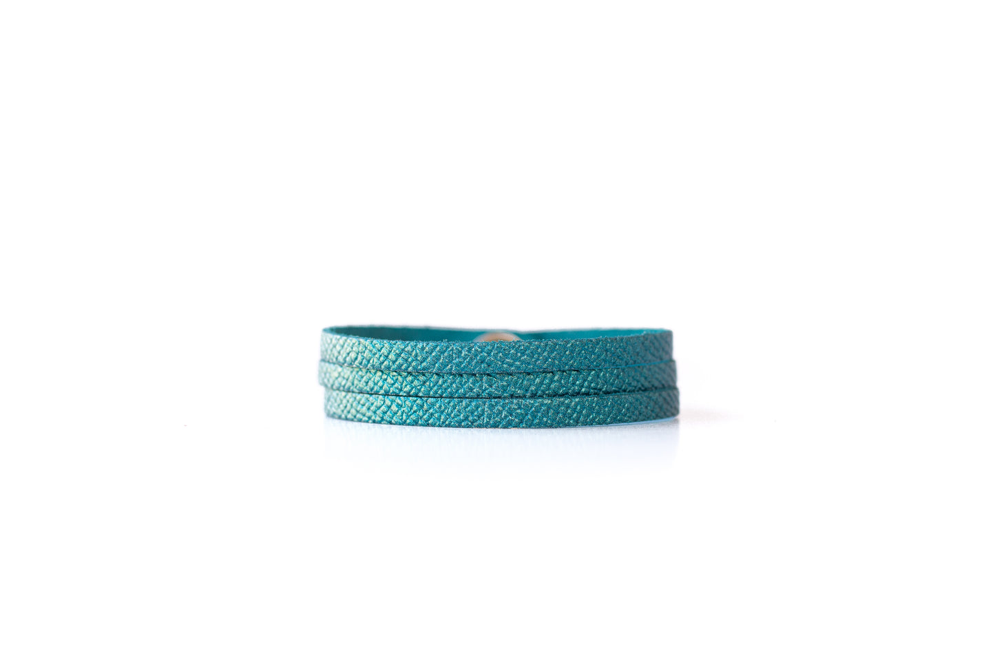 Leather Bracelet / Ultra Skinny Sliced Cuff / Teal Quartz Shimmer