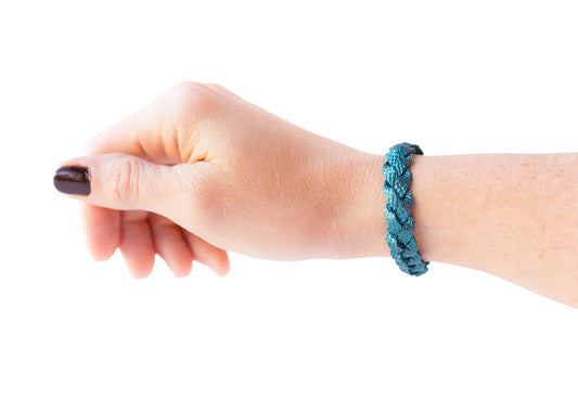 Braided Leather Bracelet / Teal Quartz Shimmer