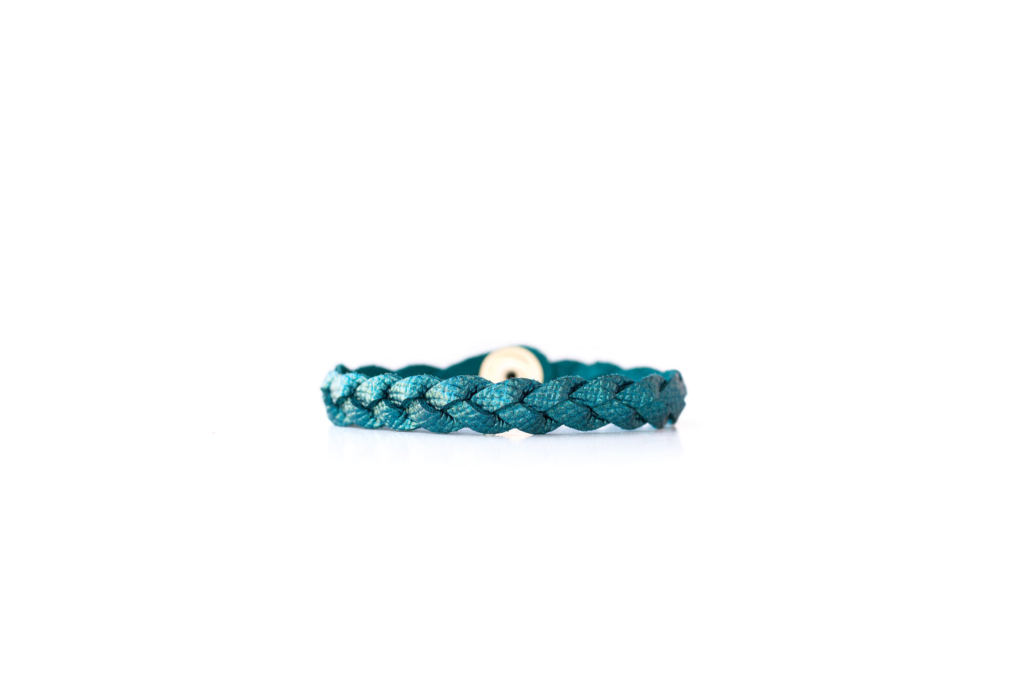 Braided Leather Bracelet / Teal Quartz Shimmer