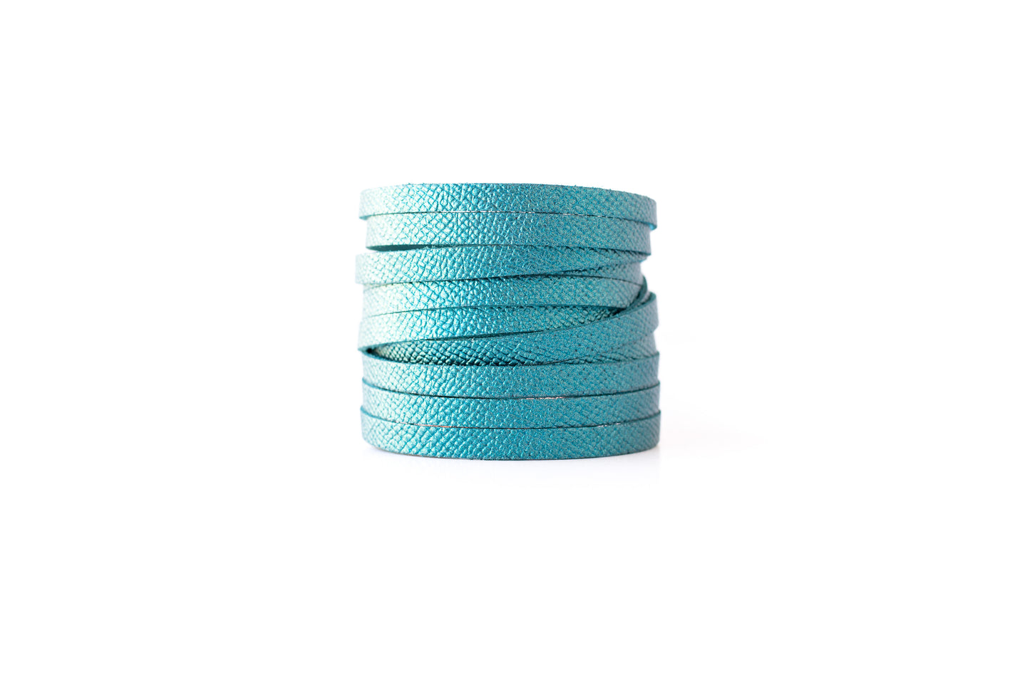 Leather Bracelet / Original Sliced Wrap Cuff / Teal Quartz Shimmer