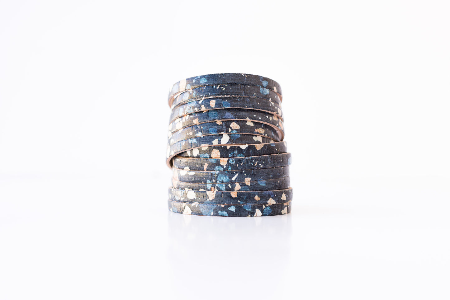 Leather Bracelet / Original Sliced Wrap Cuff / Dark Terrazzo Cork