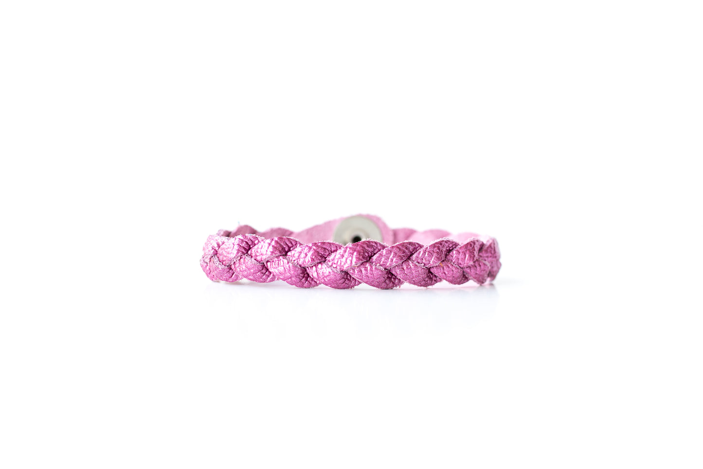 Braided Leather Bracelet / French Rose Shimmer