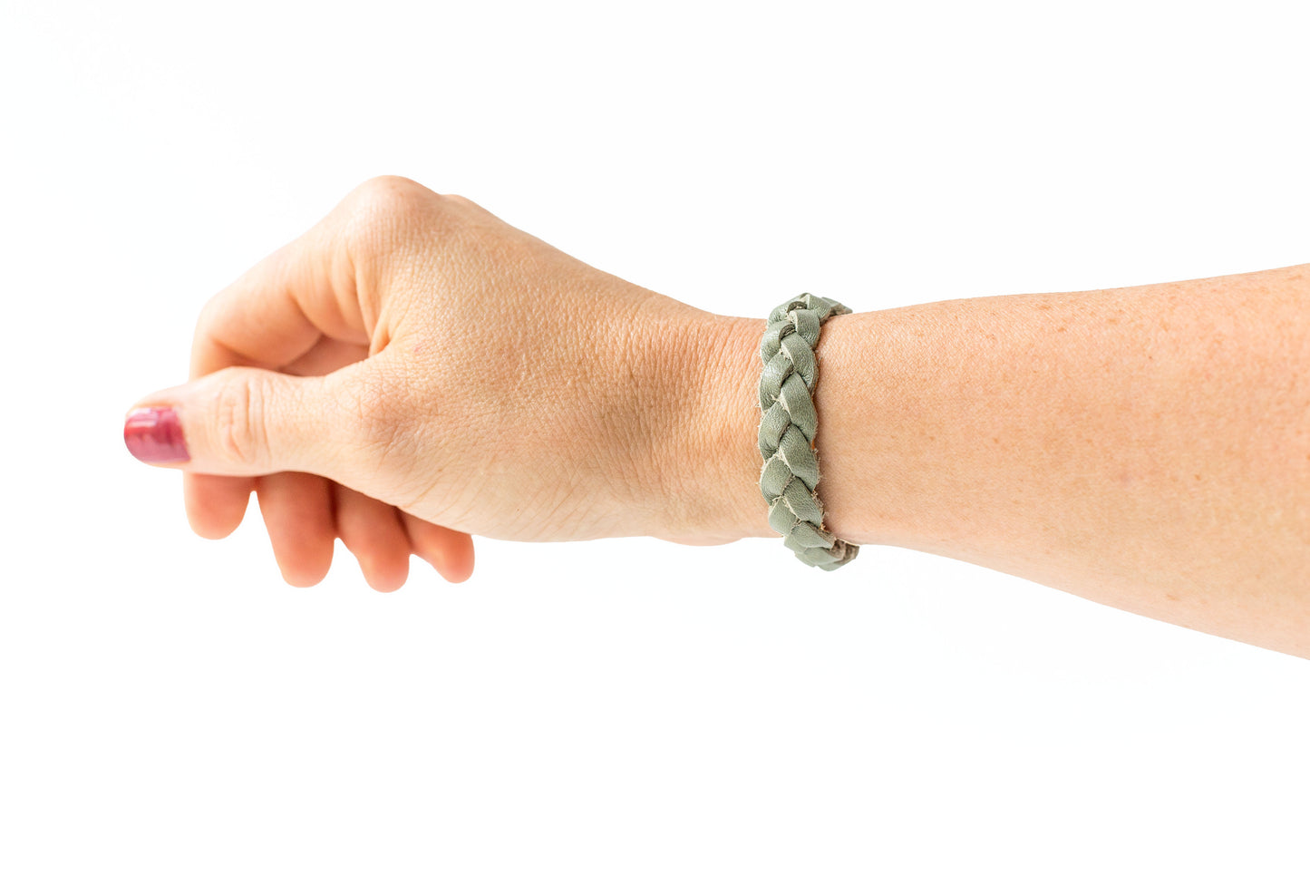 Braided Leather Bracelet / Blossom Gray