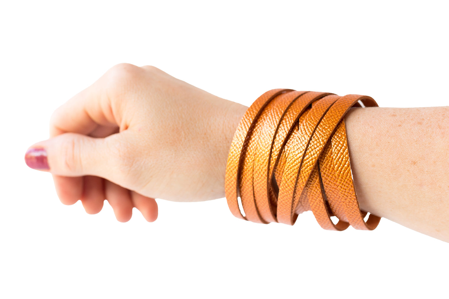 Leather Bracelet / Original Sliced Wrap Cuff / Autumn Blaze