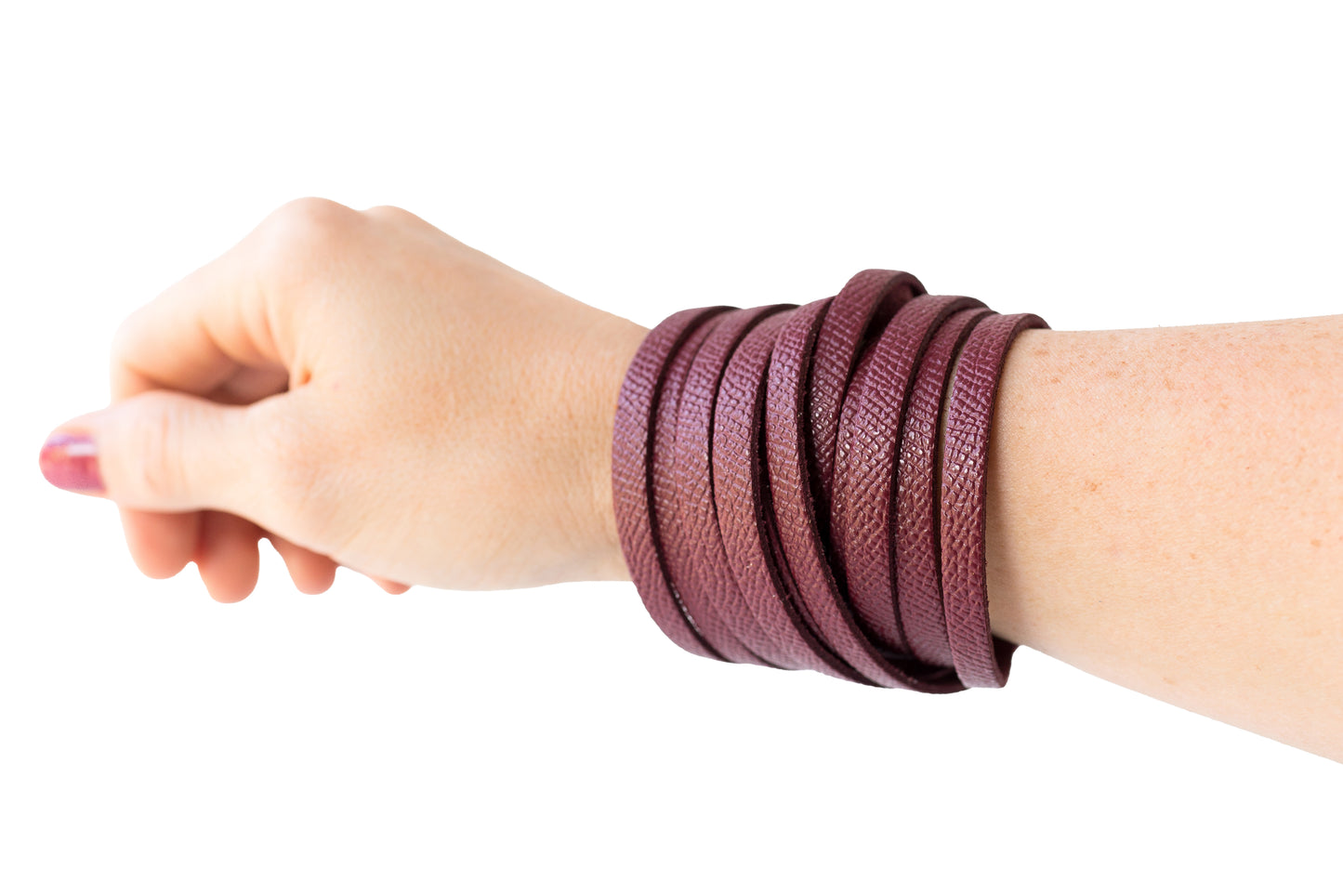 Leather Bracelet / Original Sliced Wrap Cuff / Cabernet