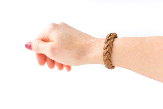 Braided Leather Bracelet / Washed Tan