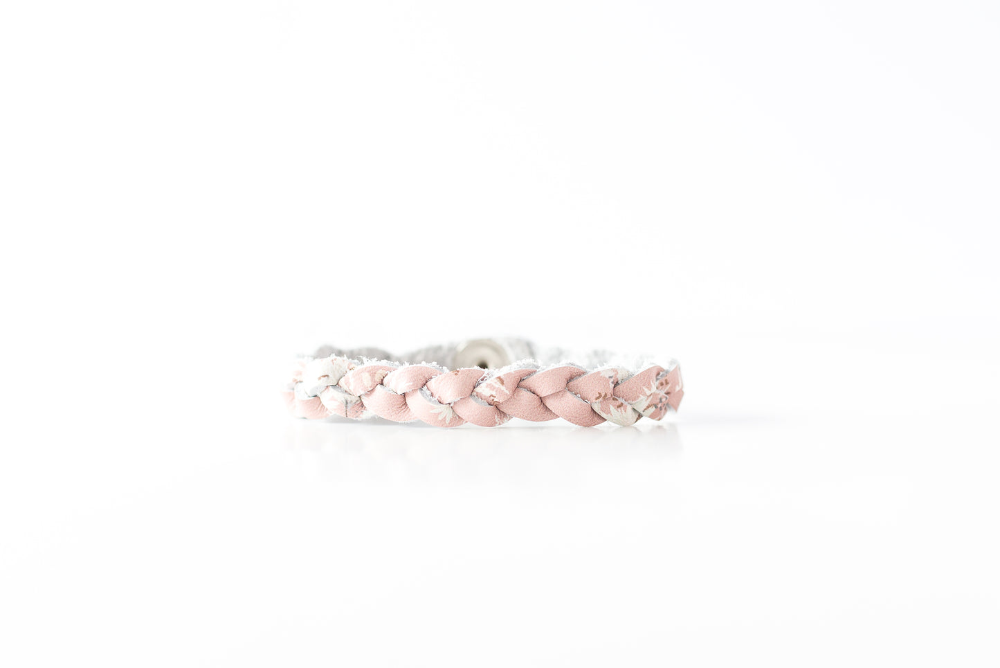 Braided Leather Bracelet / Blush Blooms