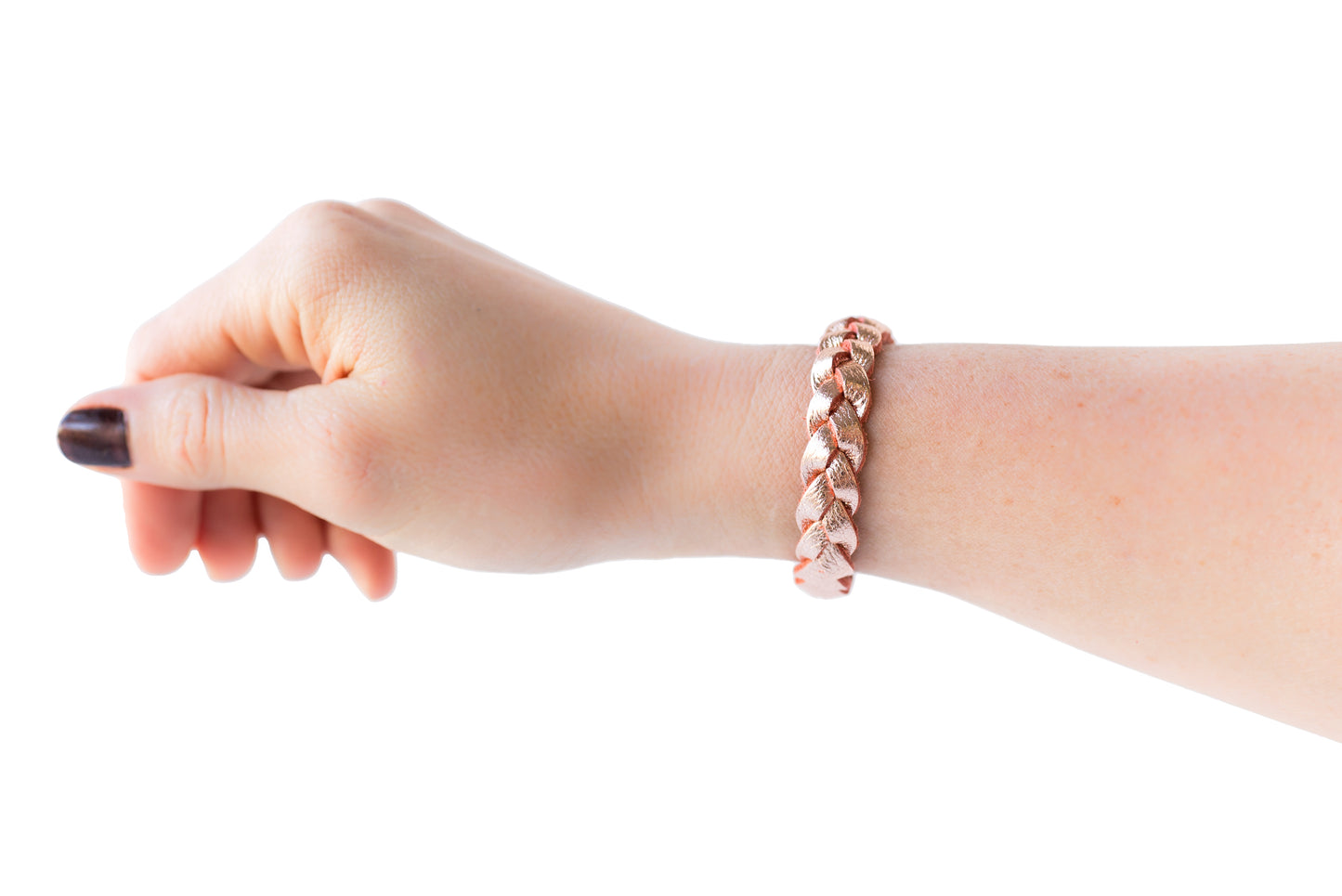 Braided Leather Bracelet / Soft Rosegold