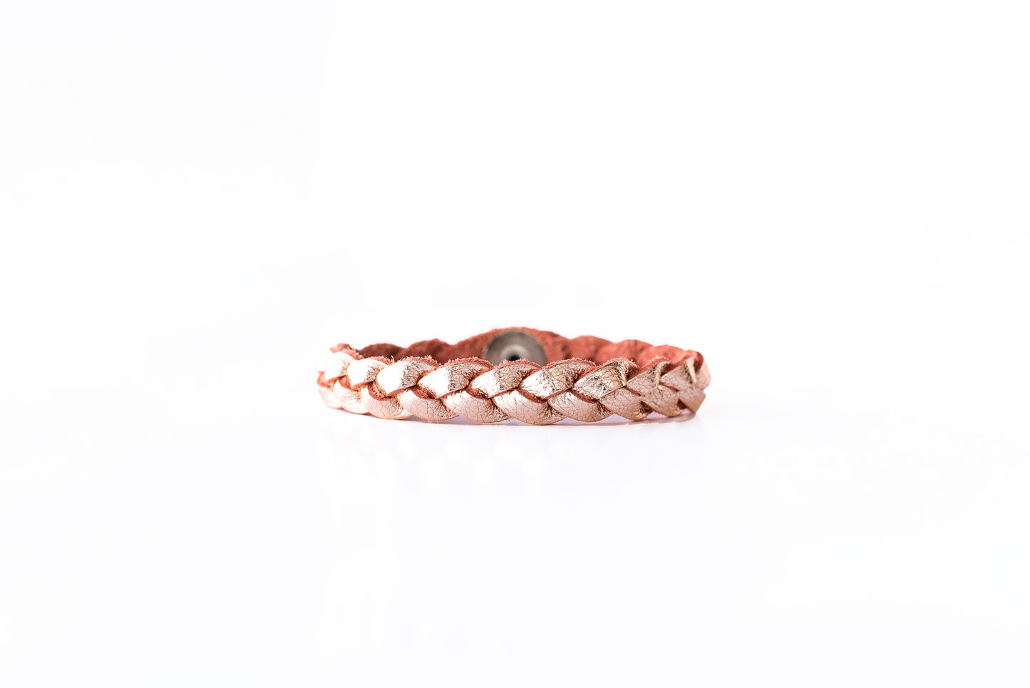 Braided Leather Bracelet / Soft Rosegold
