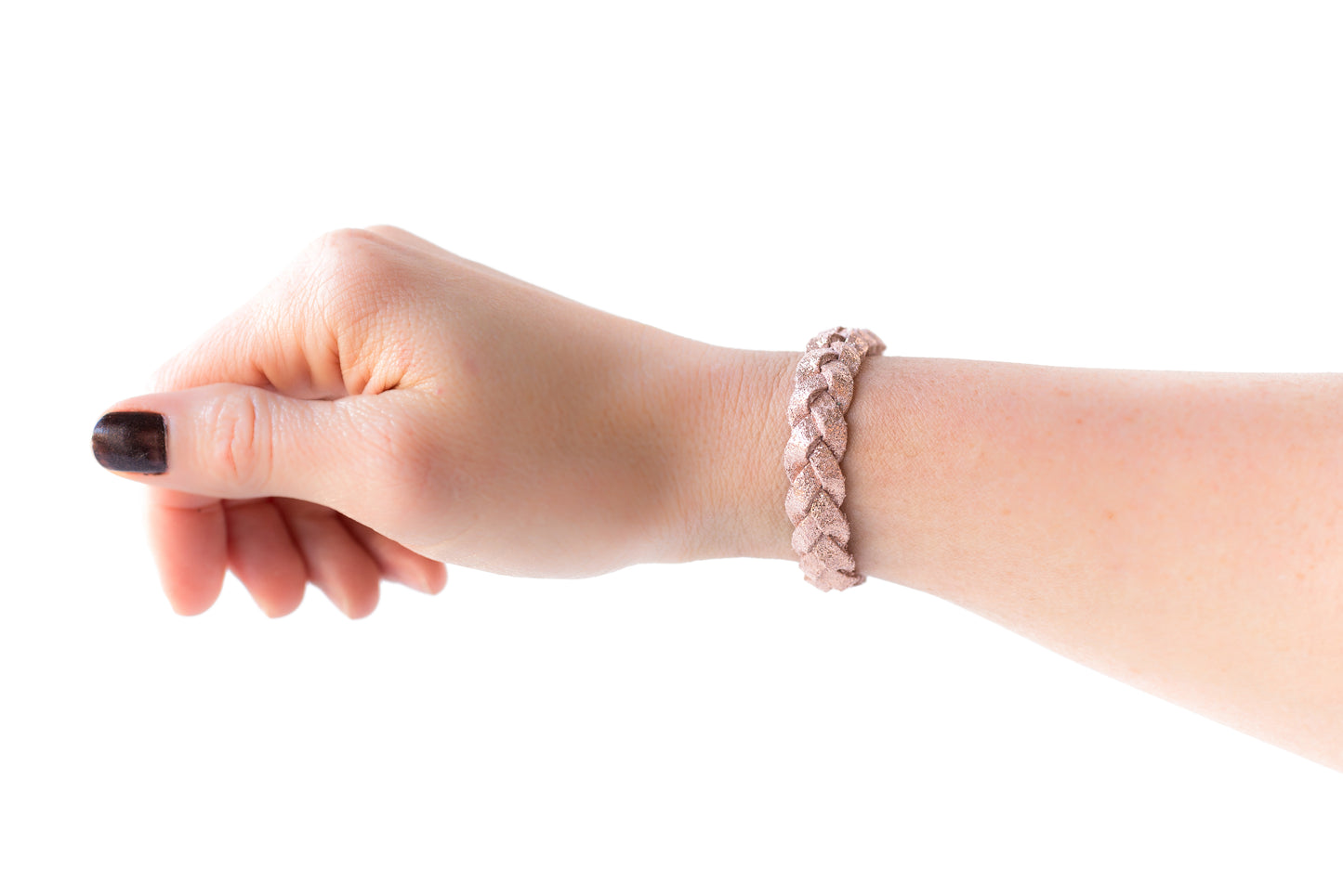 Braided Leather Bracelet / Rosegold