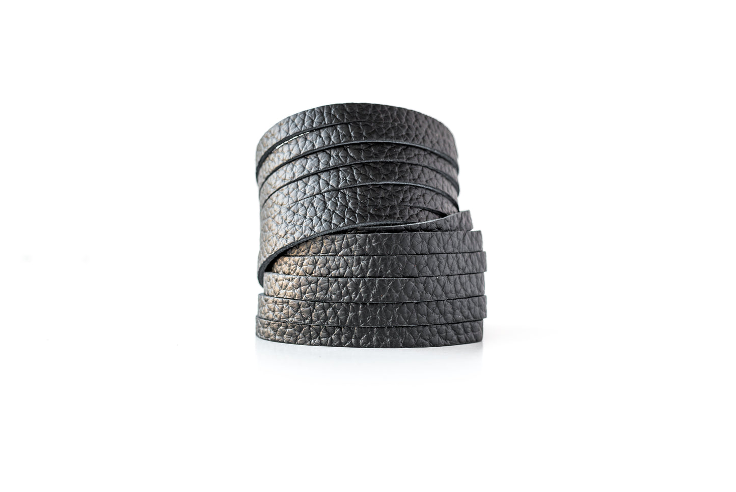 Leather Bracelet / Original Sliced Wrap Cuff / Deep Black