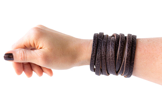 Leather Bracelet / Original Sliced Wrap Cuff / Chocolate Brown