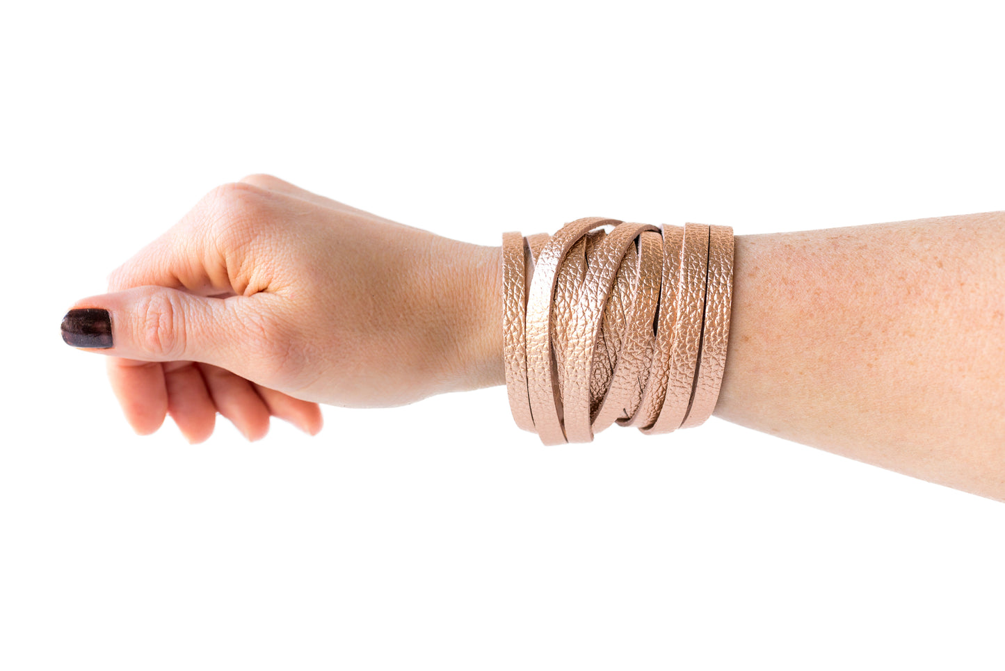 Leather Bracelet / Original Sliced Wrap Cuff / Soft Copper