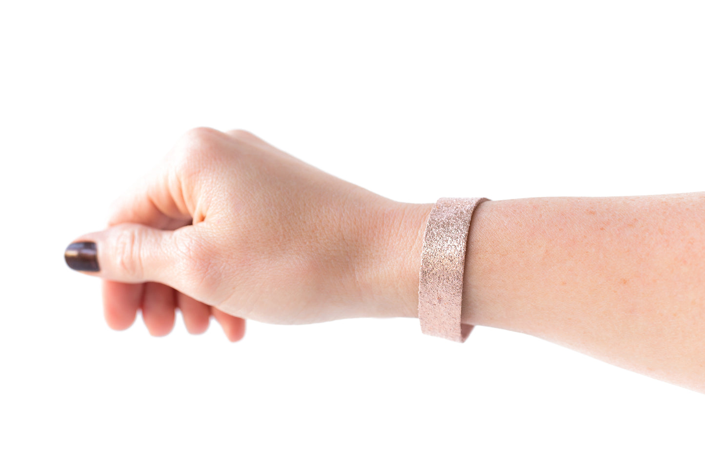 Leather Bracelet / Skinny Slim Cuff / Rosegold