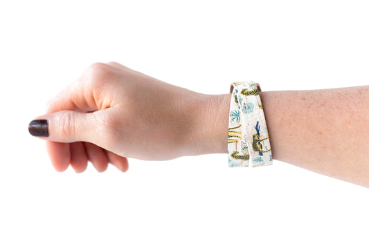 Leather Bracelet / Slim Wrap Cuff / Wild Cheetah Cork