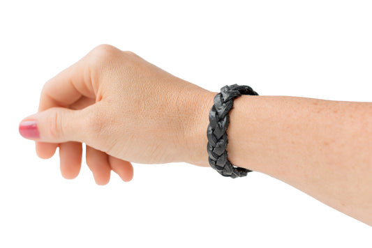 Braided Leather Bracelet / Deep Black