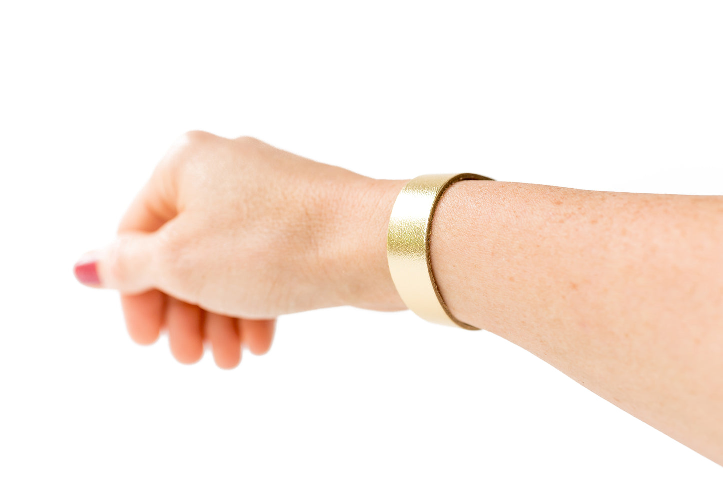Leather Bracelet / Skinny Slim Cuff / Metallic Gold