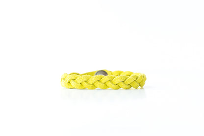 Braided Leather Bracelet / Chartreuse Suede