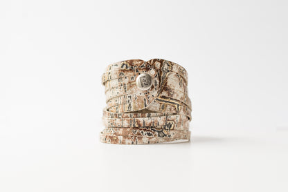 Leather Bracelet / Original Sliced Wrap Cuff / Driftwood Ivory