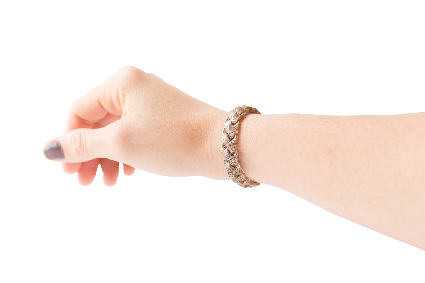 Braided Leather Bracelet / Antique Rosegold