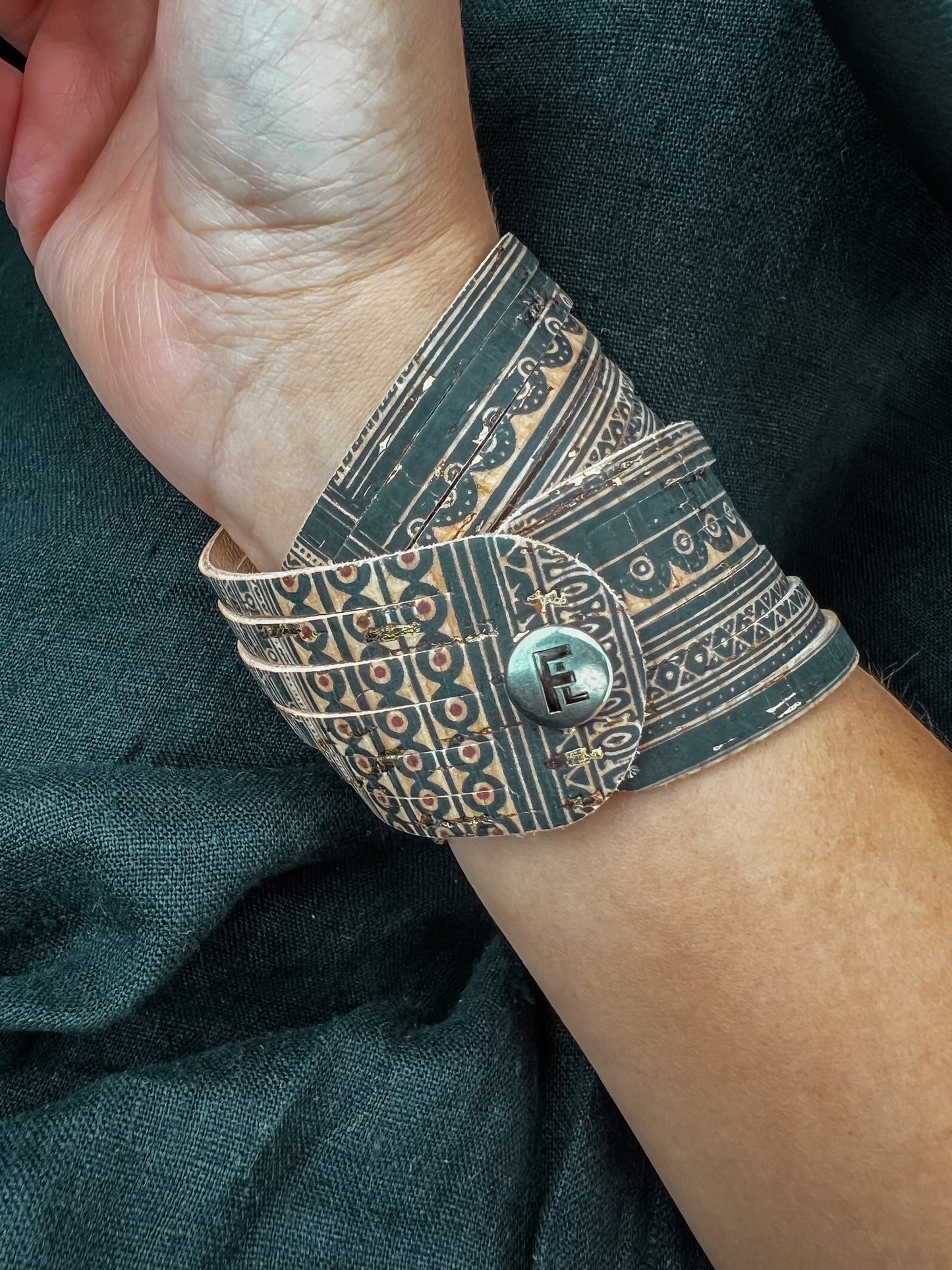 Leather Bracelet / Original Sliced Wrap Cuff / Egyptian Cork