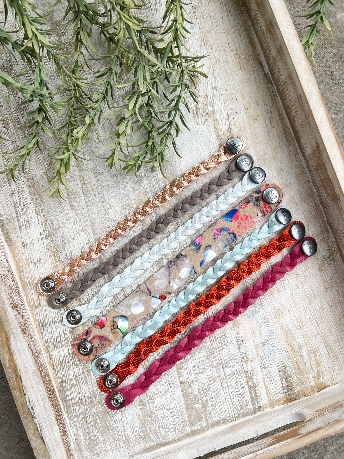 Braided Leather Bracelet / Silk