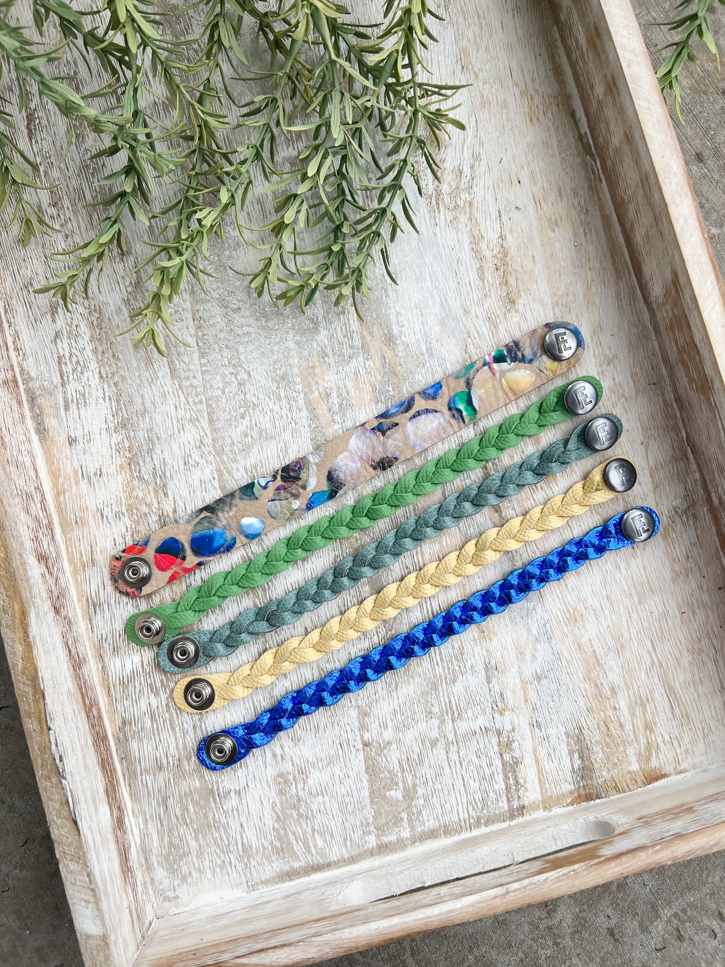 Braided Leather Bracelet / Daffodil