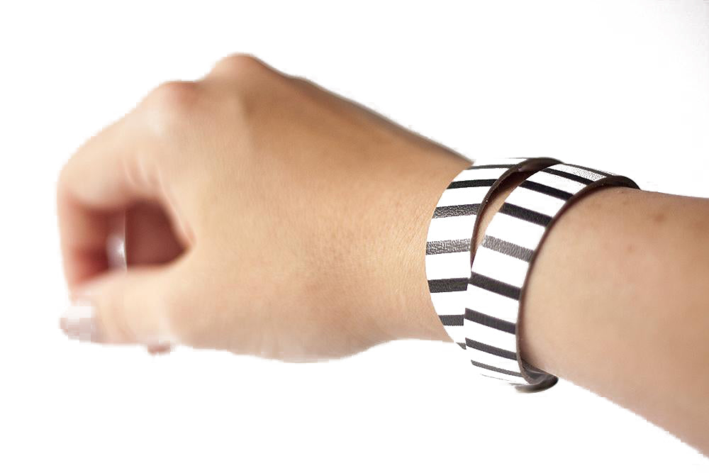 Leather Bracelet / Slim Wrap Cuff / Striped