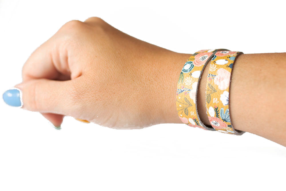 Leather Bracelet / Slim Wrap Cuff / Fall Bouquet