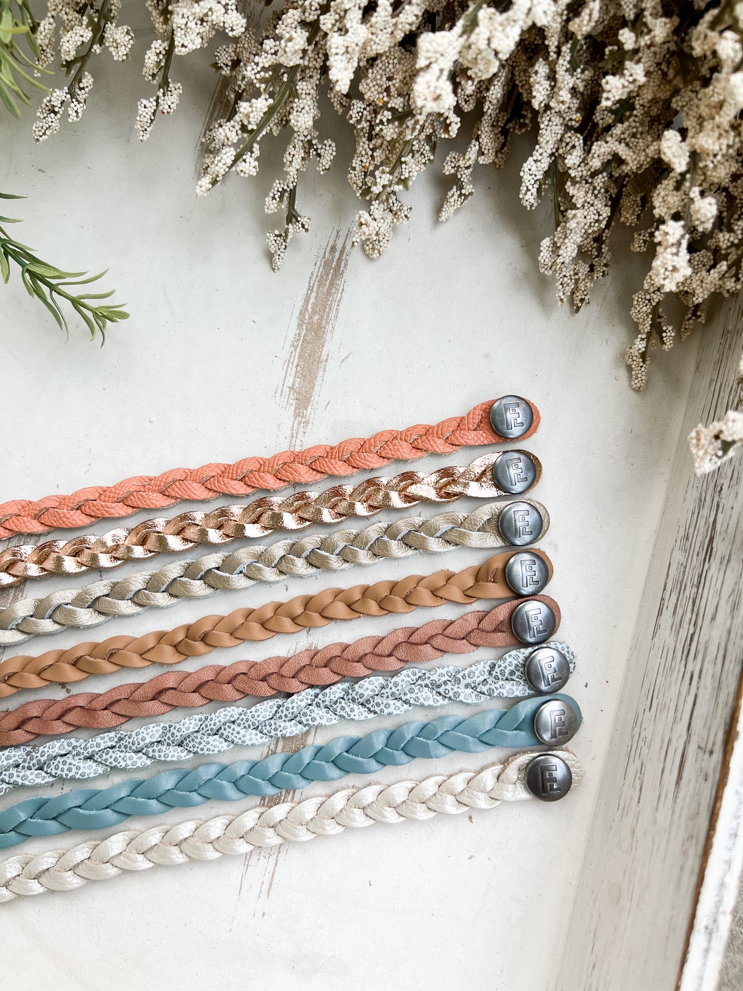 Braided Leather Bracelet / Big Sky Blue