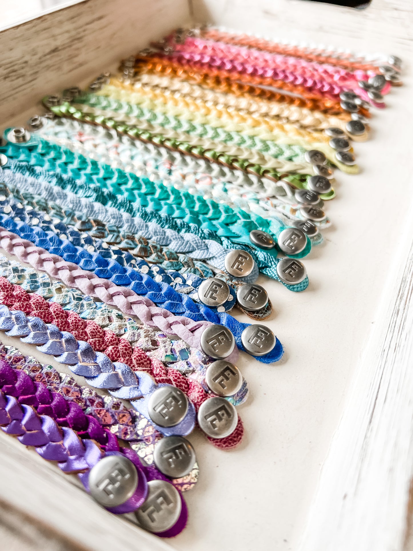 Braided Leather Bracelet / Periwinkle Shimmer