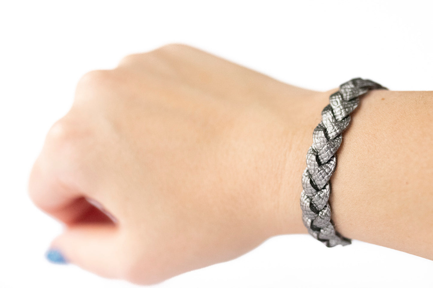 Braided Leather Bracelet / Graphite