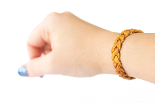 Braided Leather Bracelet / Distressed Saddle