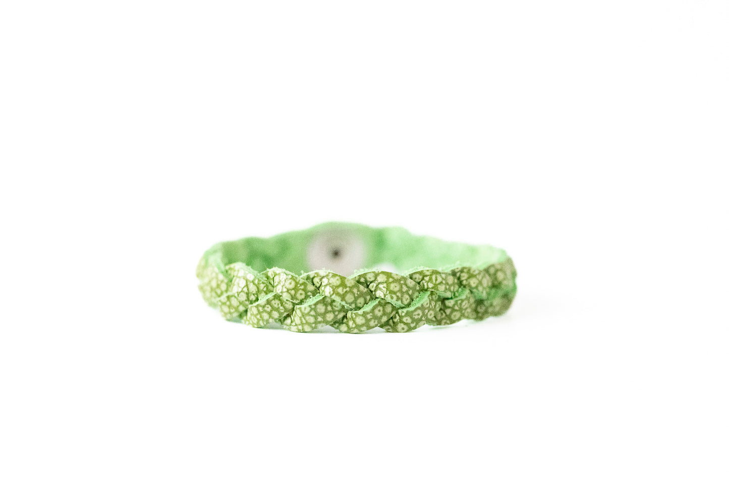 Braided Leather Bracelet / Green Apple