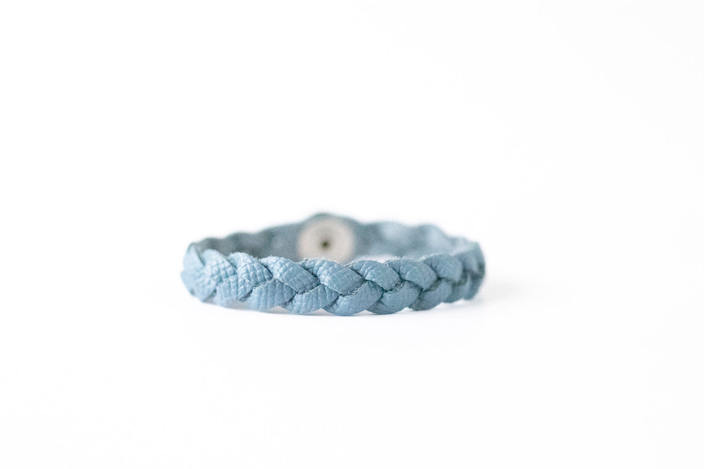 Braided Leather Bracelet / Powder Blue