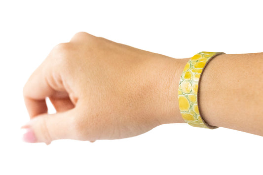 Leather Bracelet / Skinny Slim Cuff / Candied Citrine